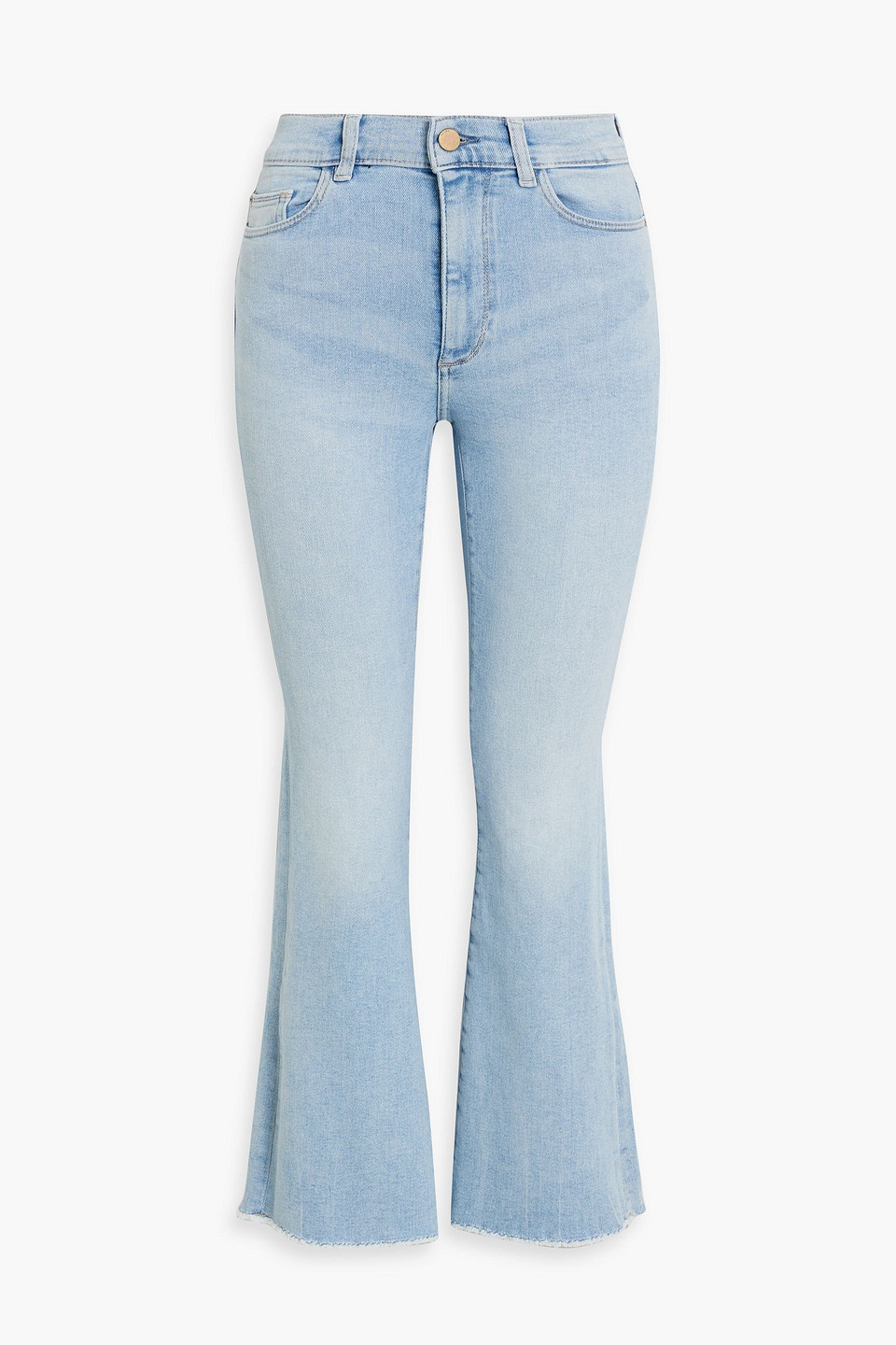 Dl1961 Bridget Frayed High-rise Bootcut Jeans In Light Denim