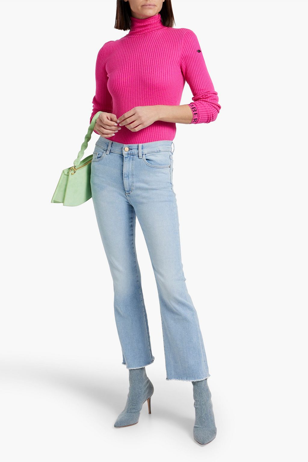 DL1961 Bridget frayed high-rise bootcut jeans