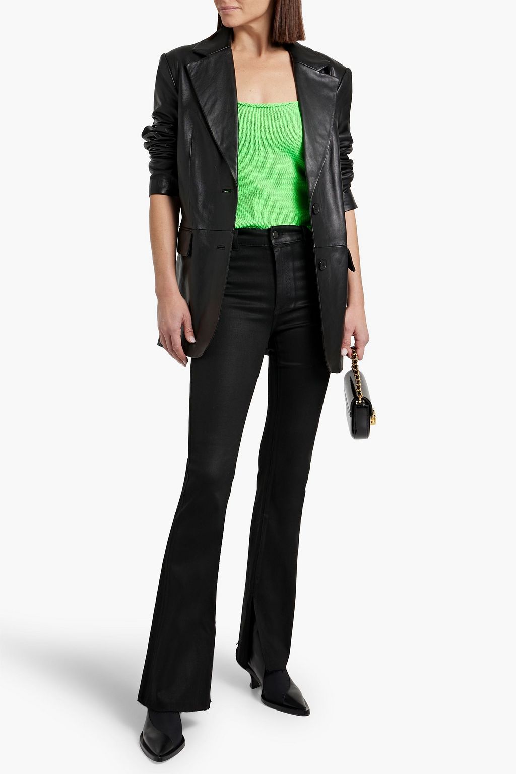 DL1961 Bridget coated high-rise bootcut jeans