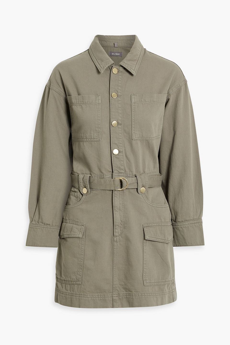 Dl1961 Coletta Linen-blend Shirtdress In Army Green