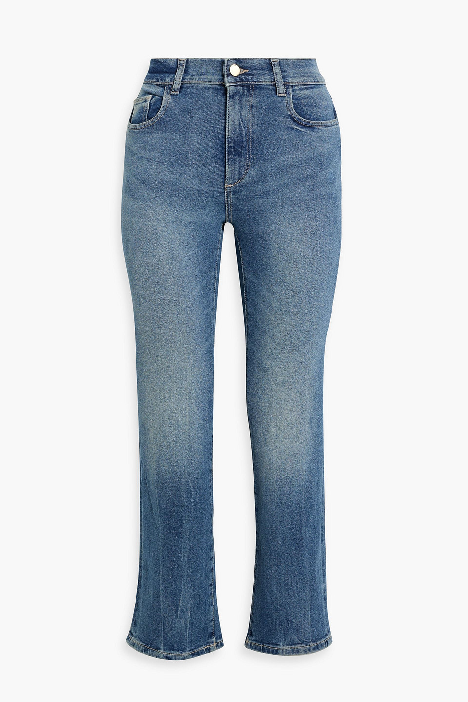 Patti faded high-rise straight-leg jeans