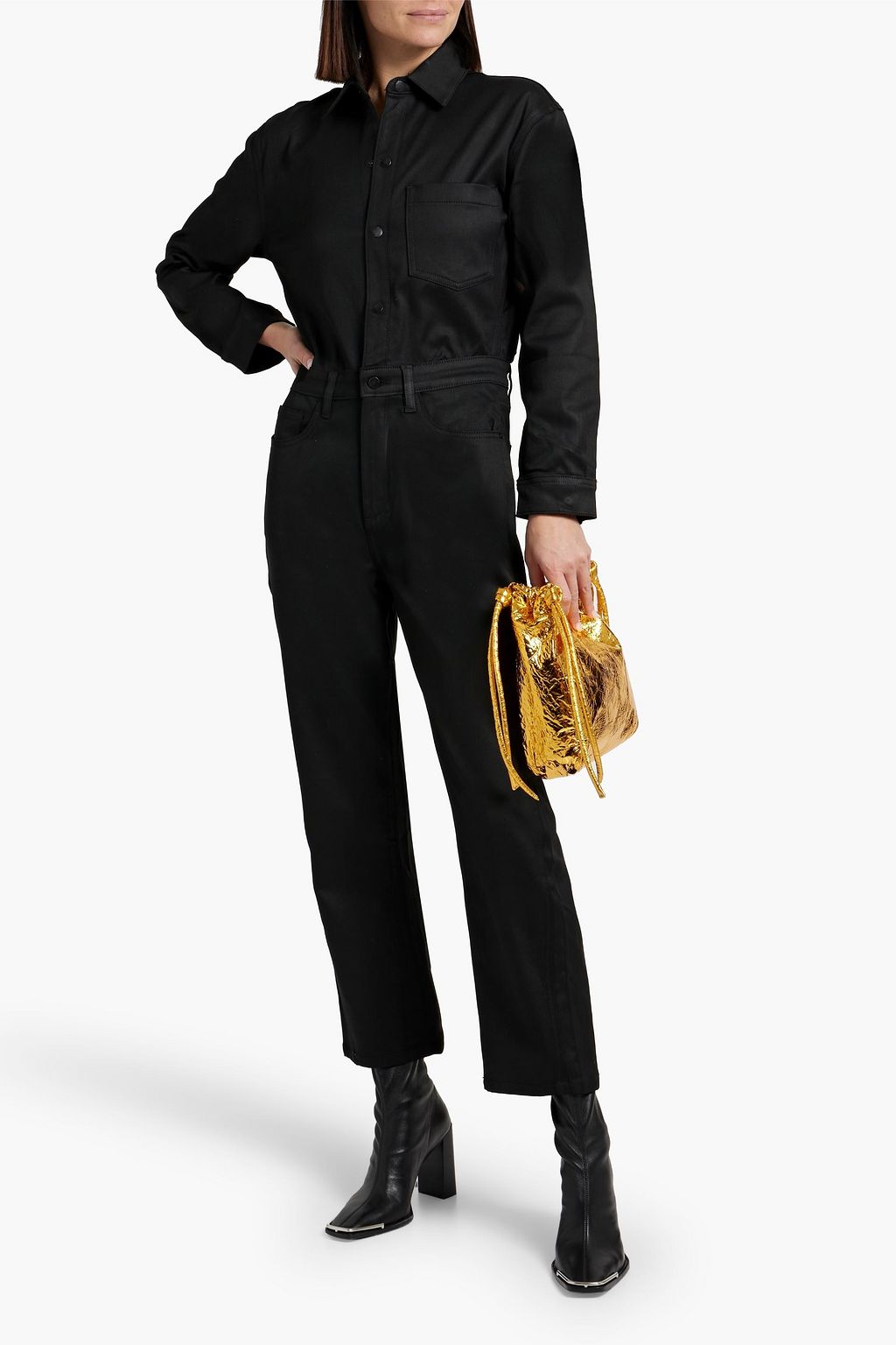 DL1961 Freja coated denim jumpsuit