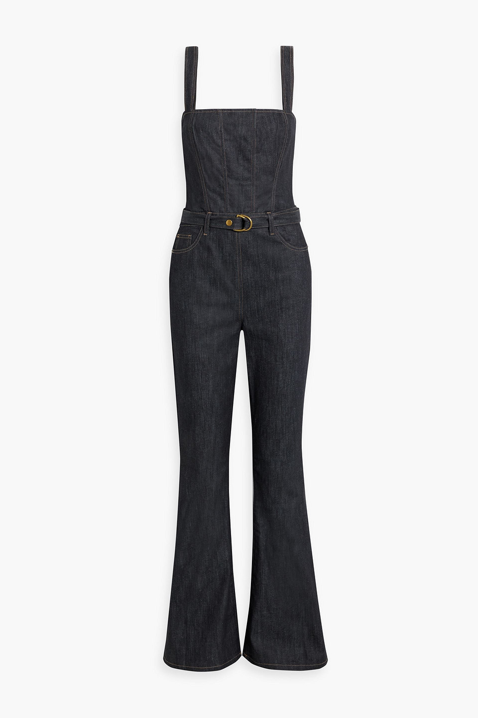 Dl1961 Holloway Denim Flared Overalls In Dark Denim