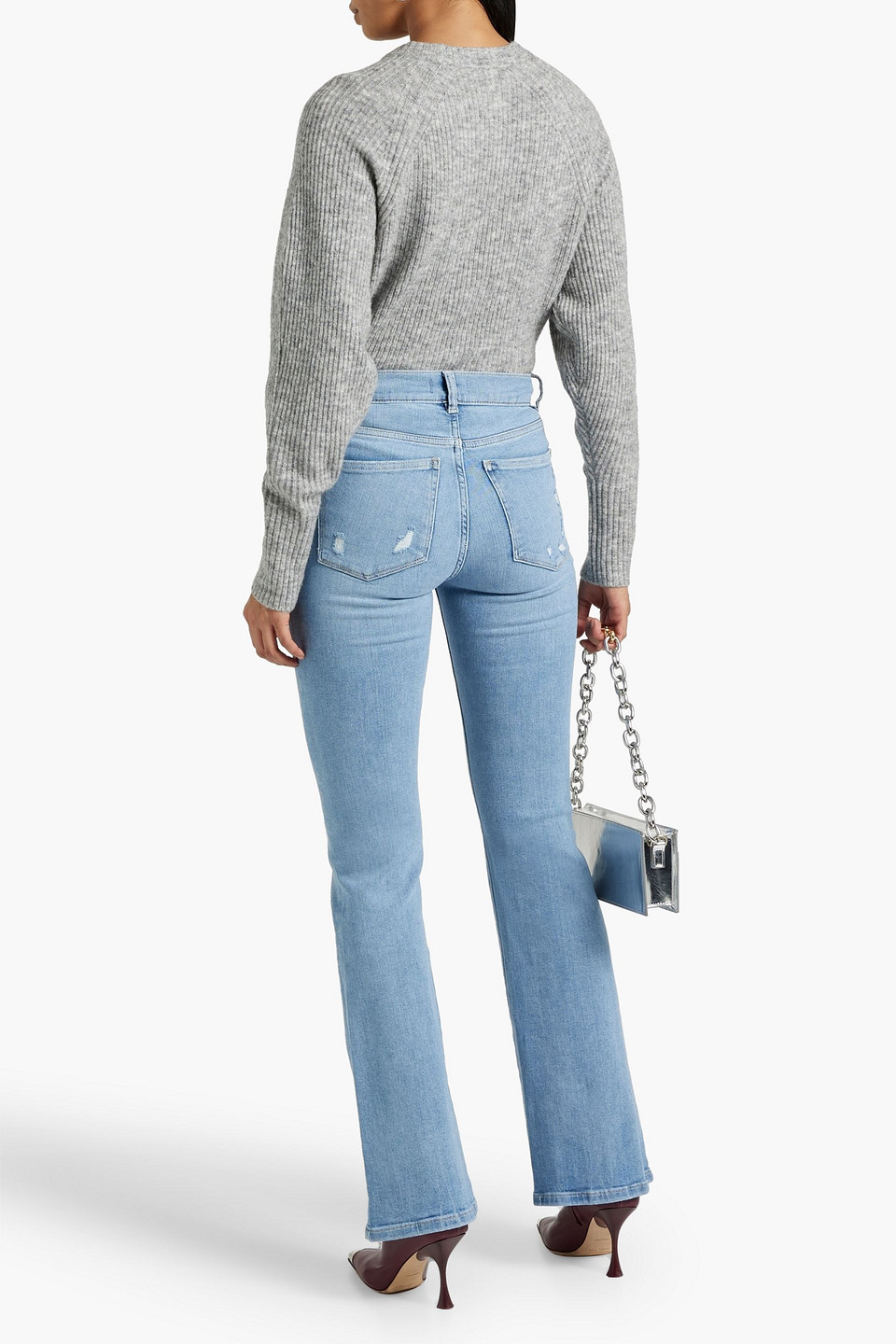 Dl1961 Bridget Distressed High-rise Bootcut Jeans In Light Denim