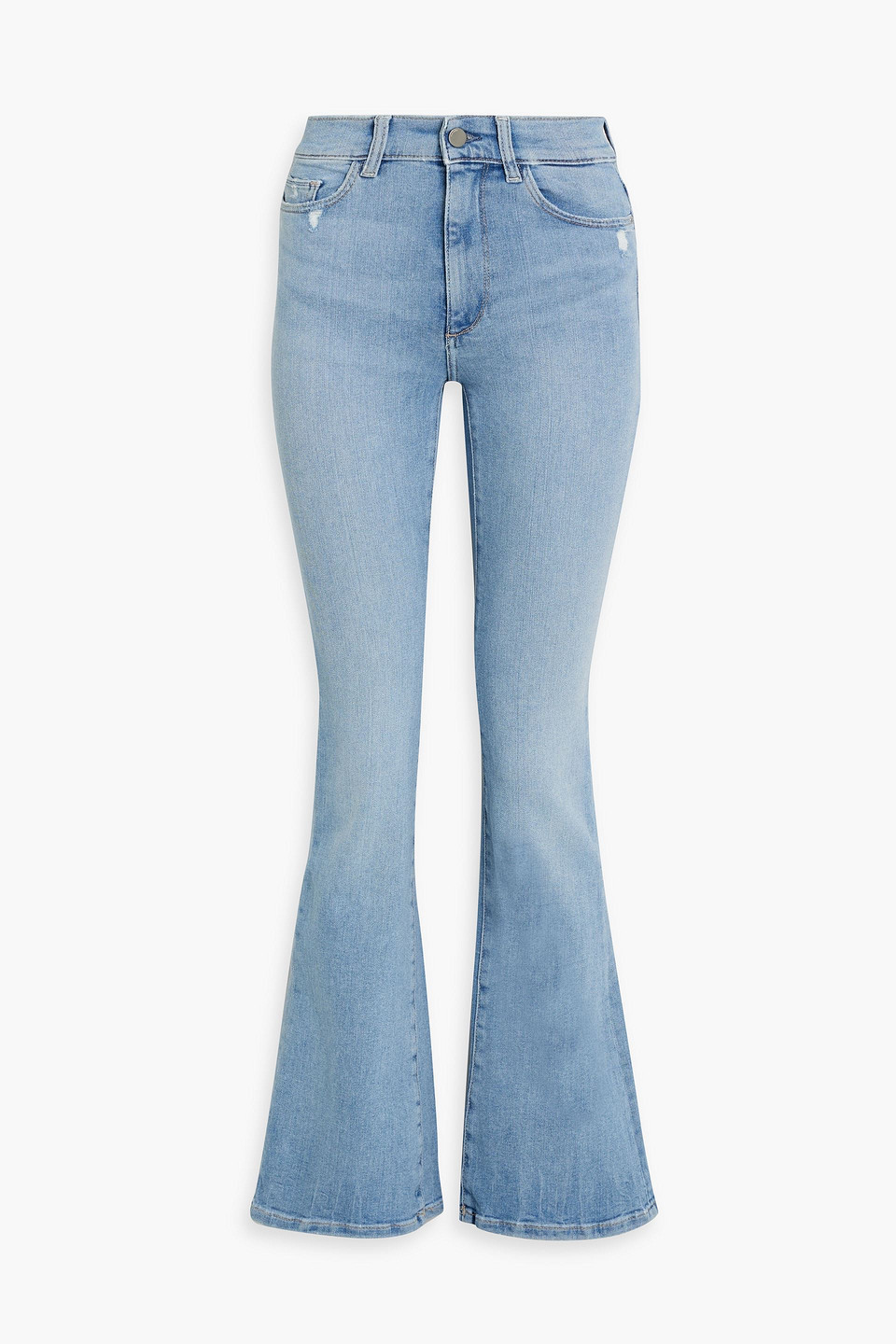 Dl1961 Bridget Distressed High-rise Bootcut Jeans In Light Denim