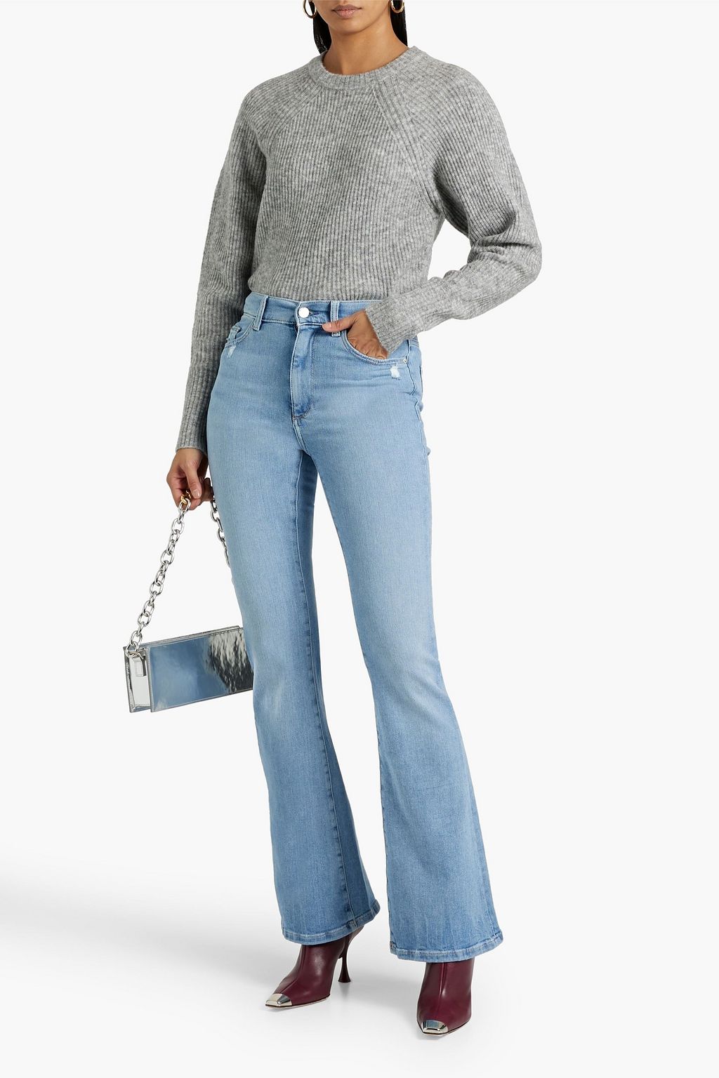 DL1961 Bridget distressed high-rise bootcut jeans