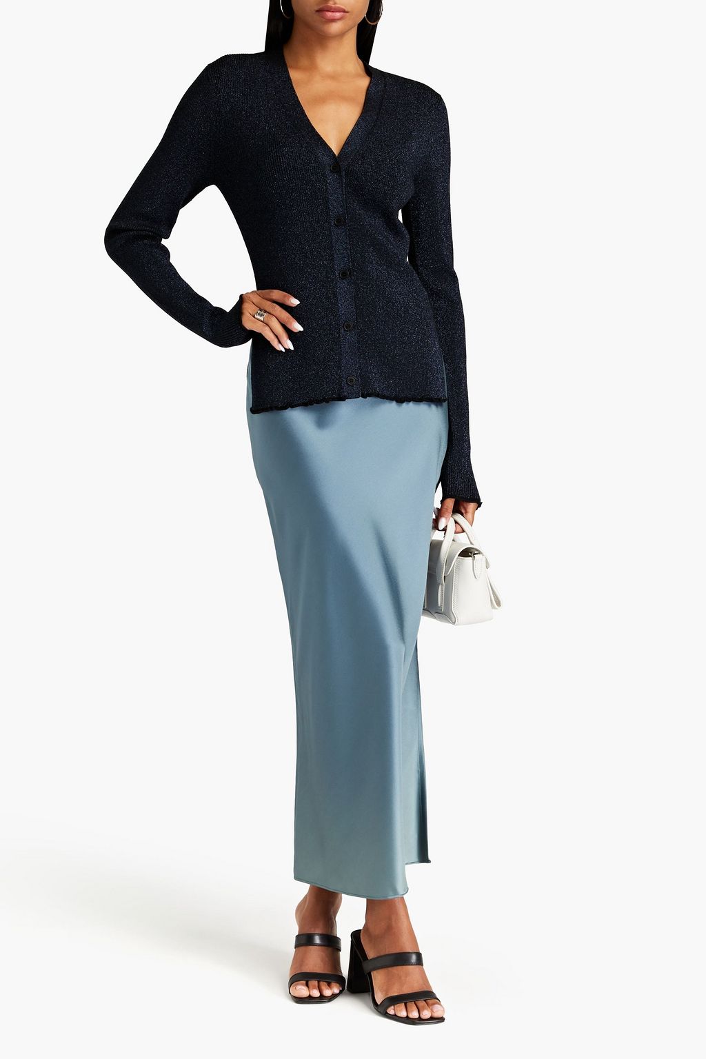 3.1 PHILLIP LIM Metallic ribbed-knit cardigan