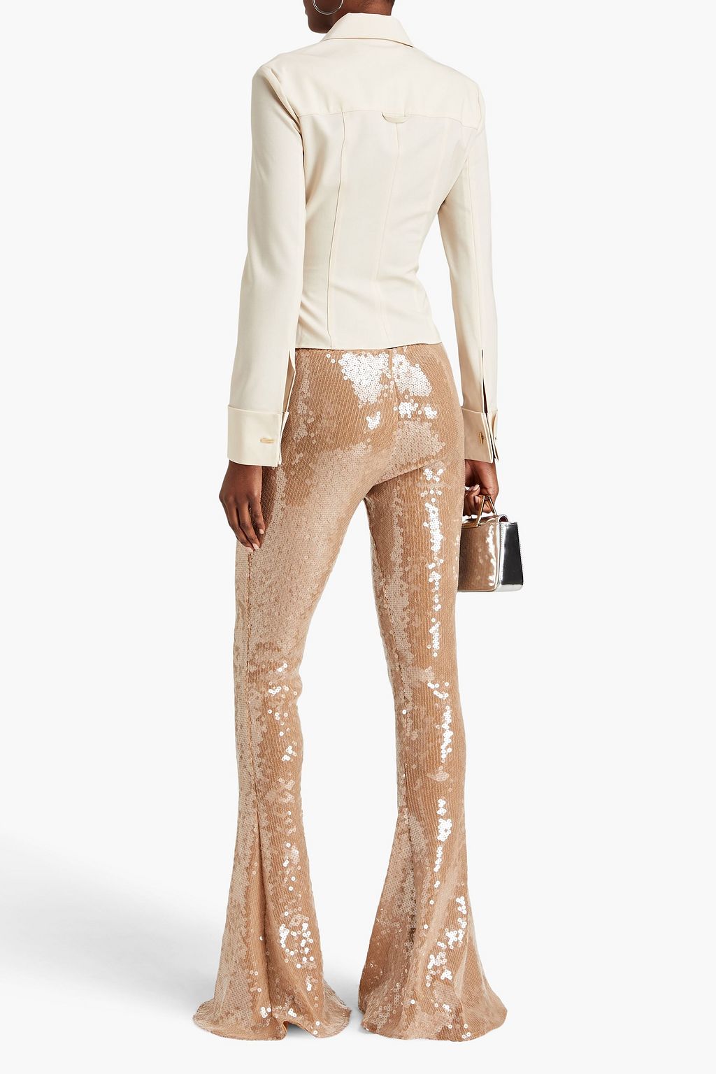 16ARLINGTON Koro sequined mesh flared pants