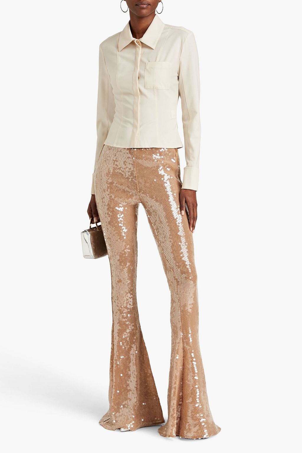 16ARLINGTON Koro sequined mesh flared pants