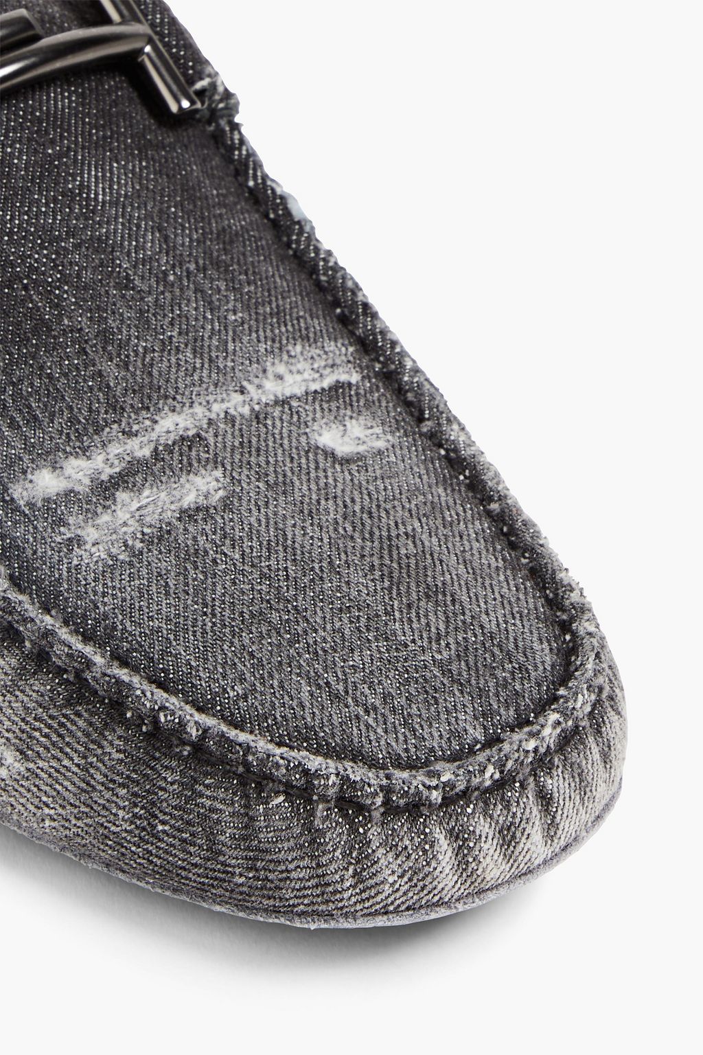 TOD'S Double T distressed denim driving shoes