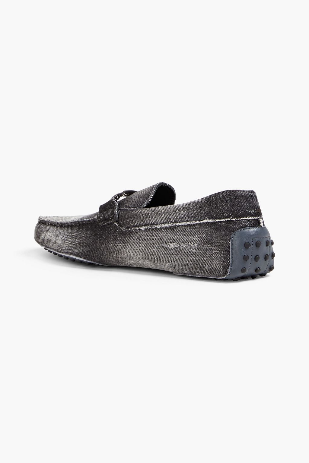 TOD'S Double T distressed denim driving shoes