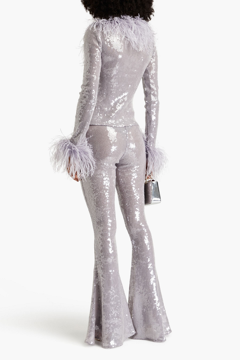 16arlington Pendall Feather-embellished Sequined Top In Lavendelfarben