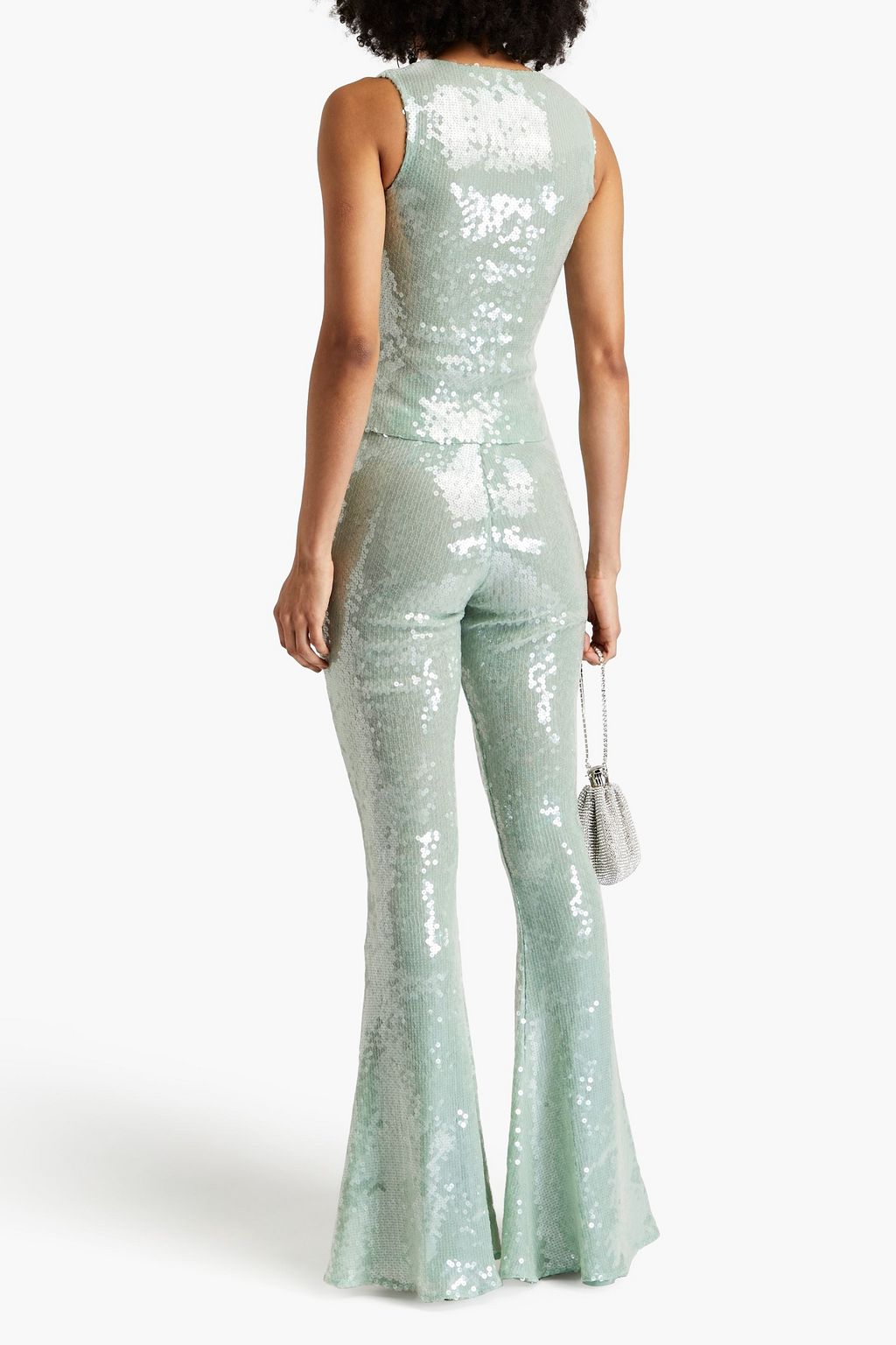 16ARLINGTON Solaris cutout sequined mesh top