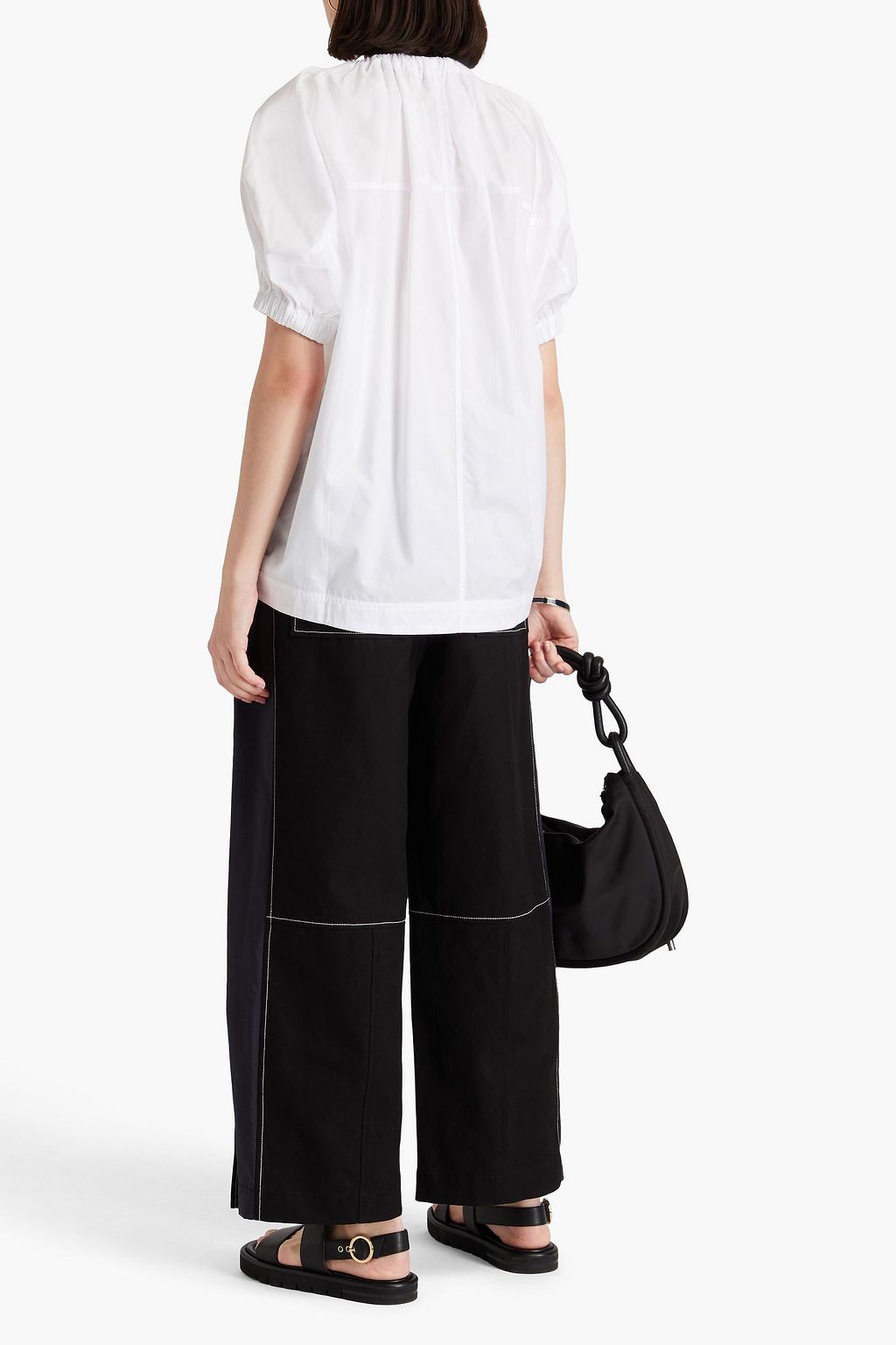 3.1 PHILLIP LIM Gathered cotton-poplin and jersey top