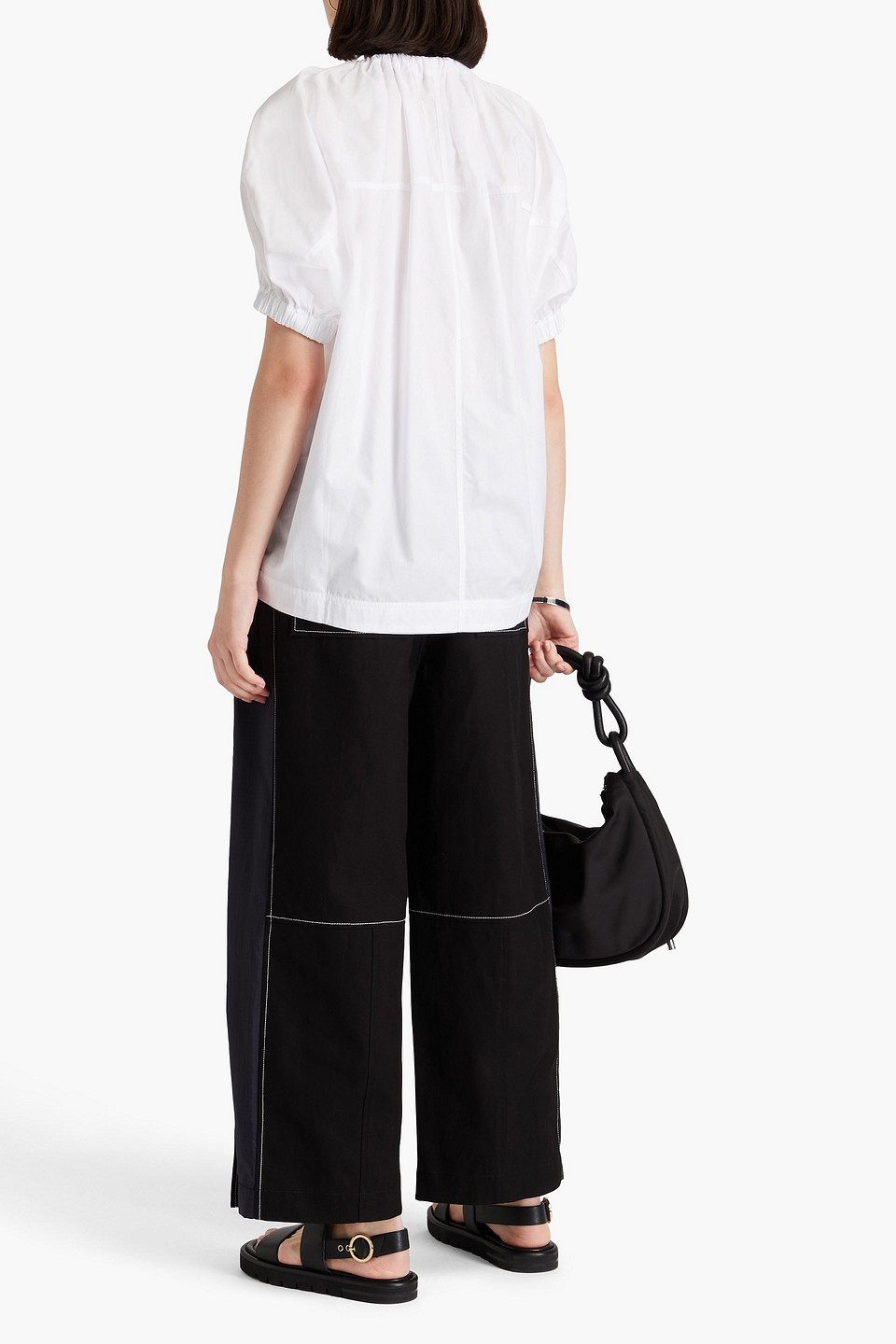 3.1 Phillip Lim Gerafftes Oberteil Aus Baumwollpopeline Und Jersey In White