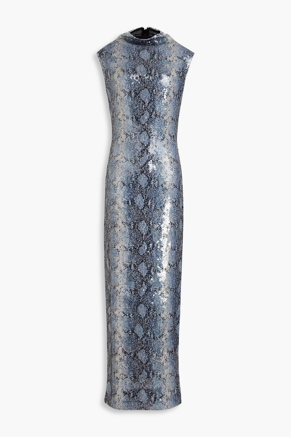 16arlington Luna Sequined Snake-print Tulle Gown In Slate Blue