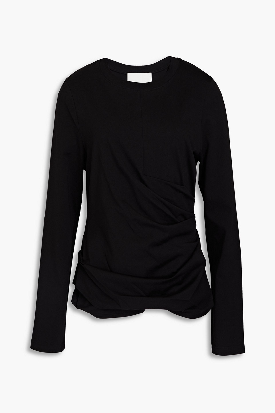 3.1 Phillip Lim Cotton Draped Long Sleeve Tee In Black