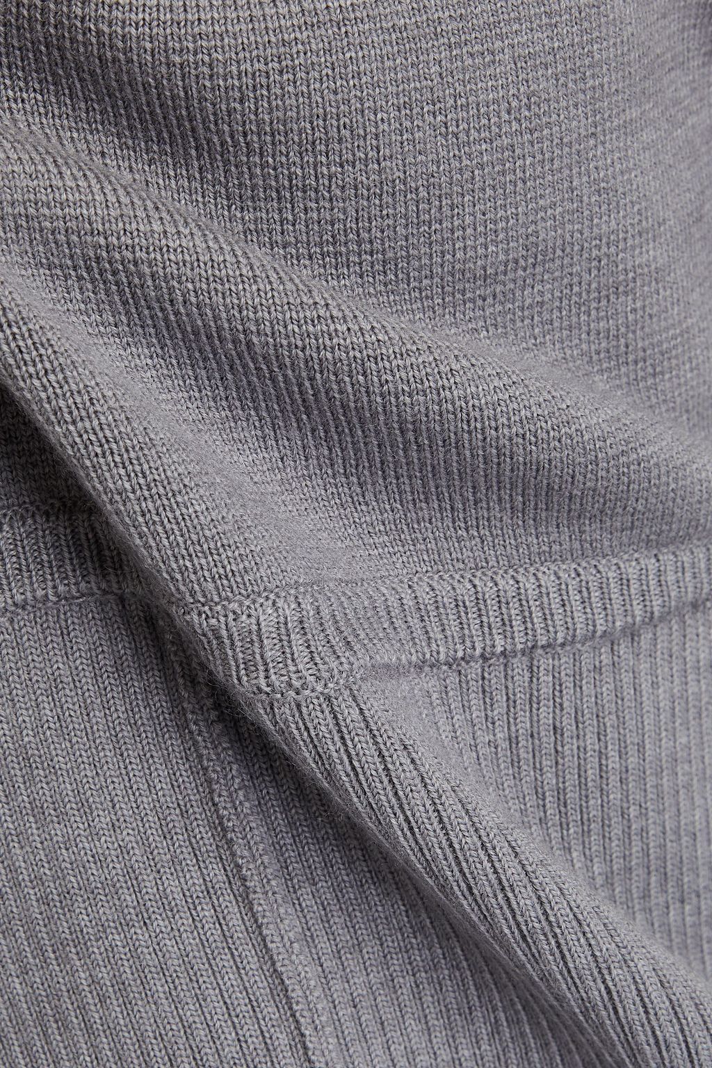 3.1 PHILLIP LIM Poplin-paneled ribbed wool-blend top