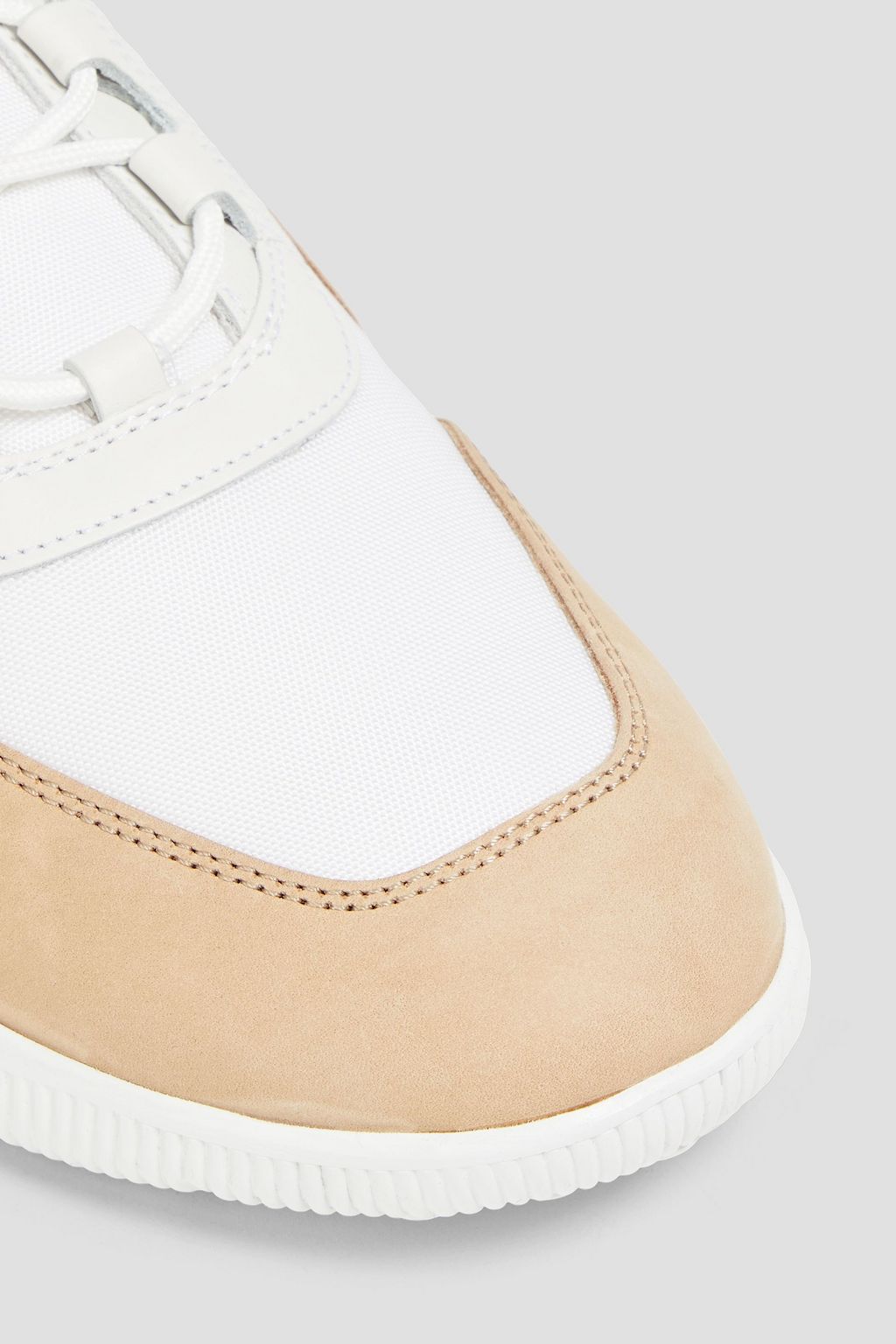TOD'S Color-block canvas, suede and leather sneakers