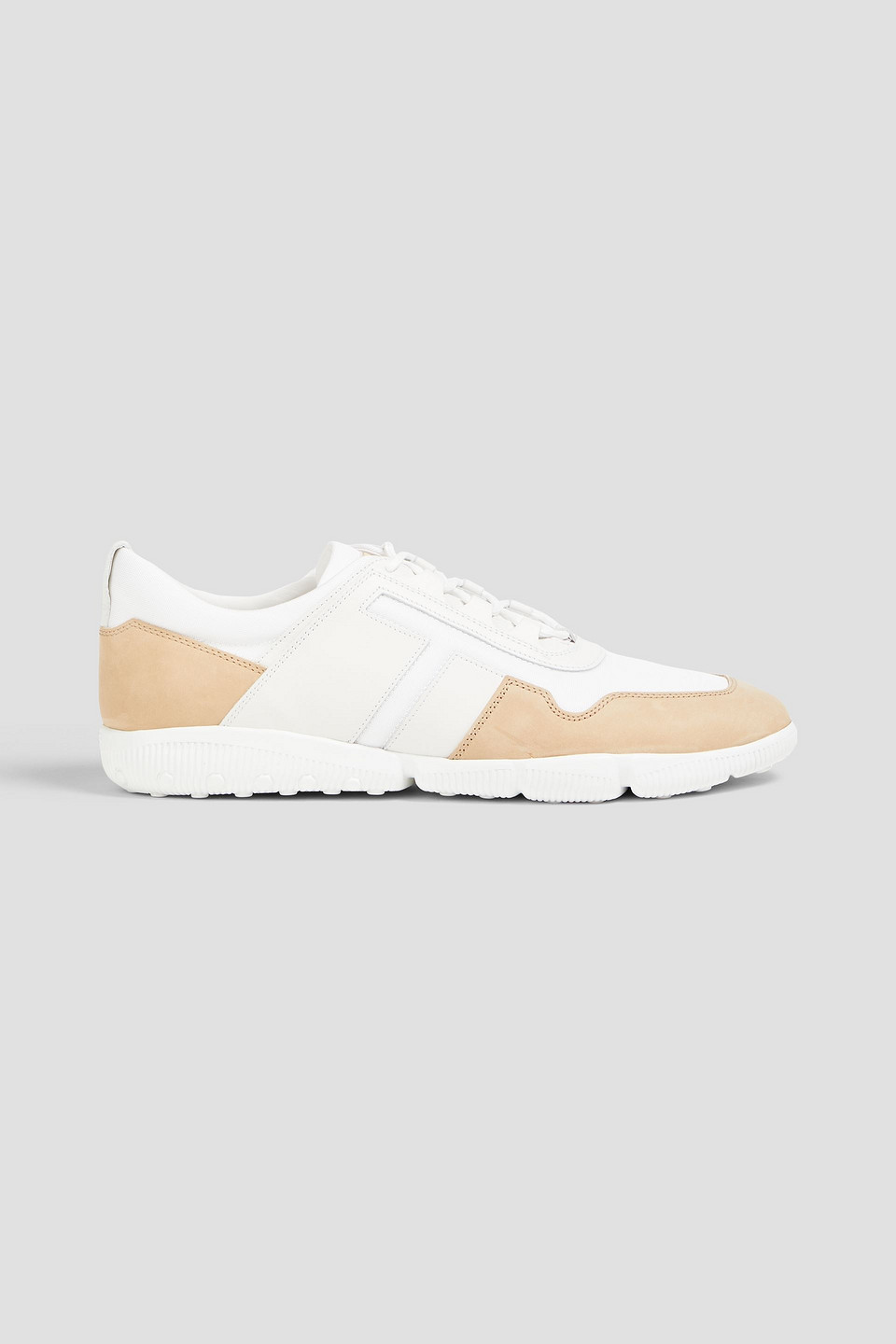 Two-tone canvas and leather sneakers