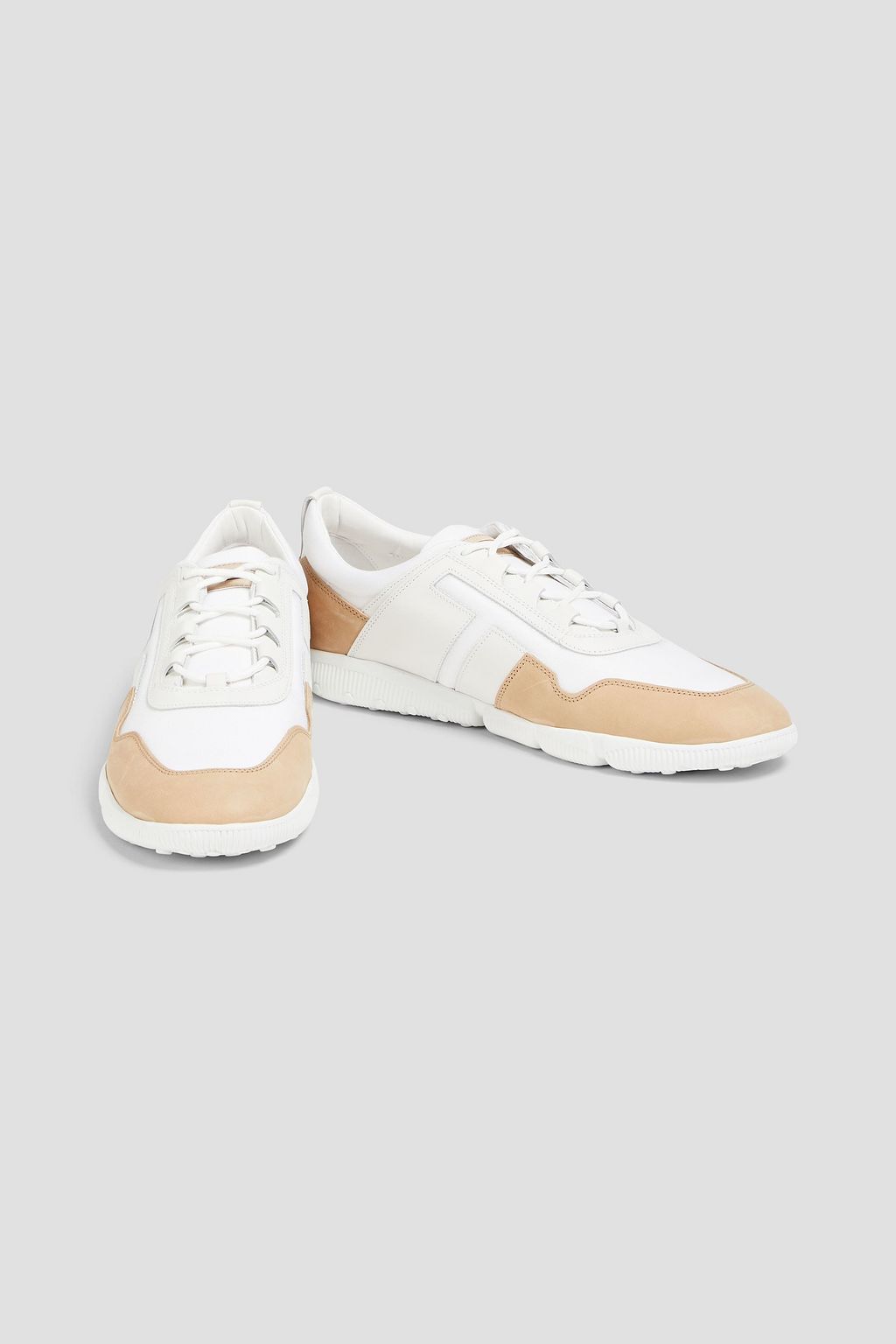 TOD'S Color-block canvas, suede and leather sneakers