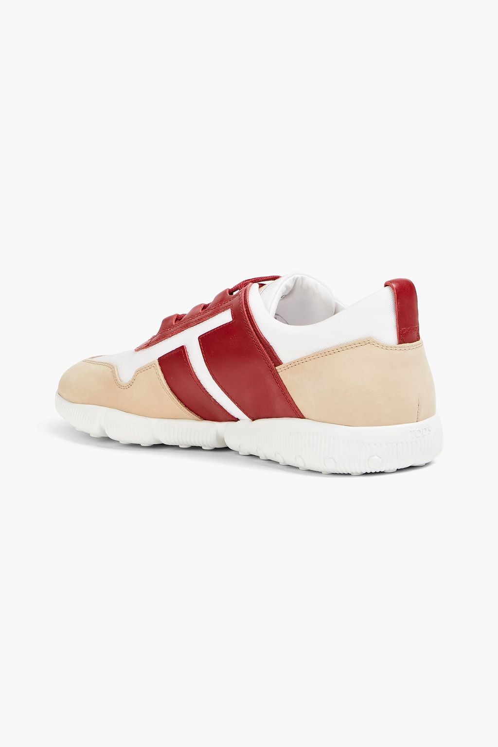 TOD'S Color-block canvas, suede and leather sneakers