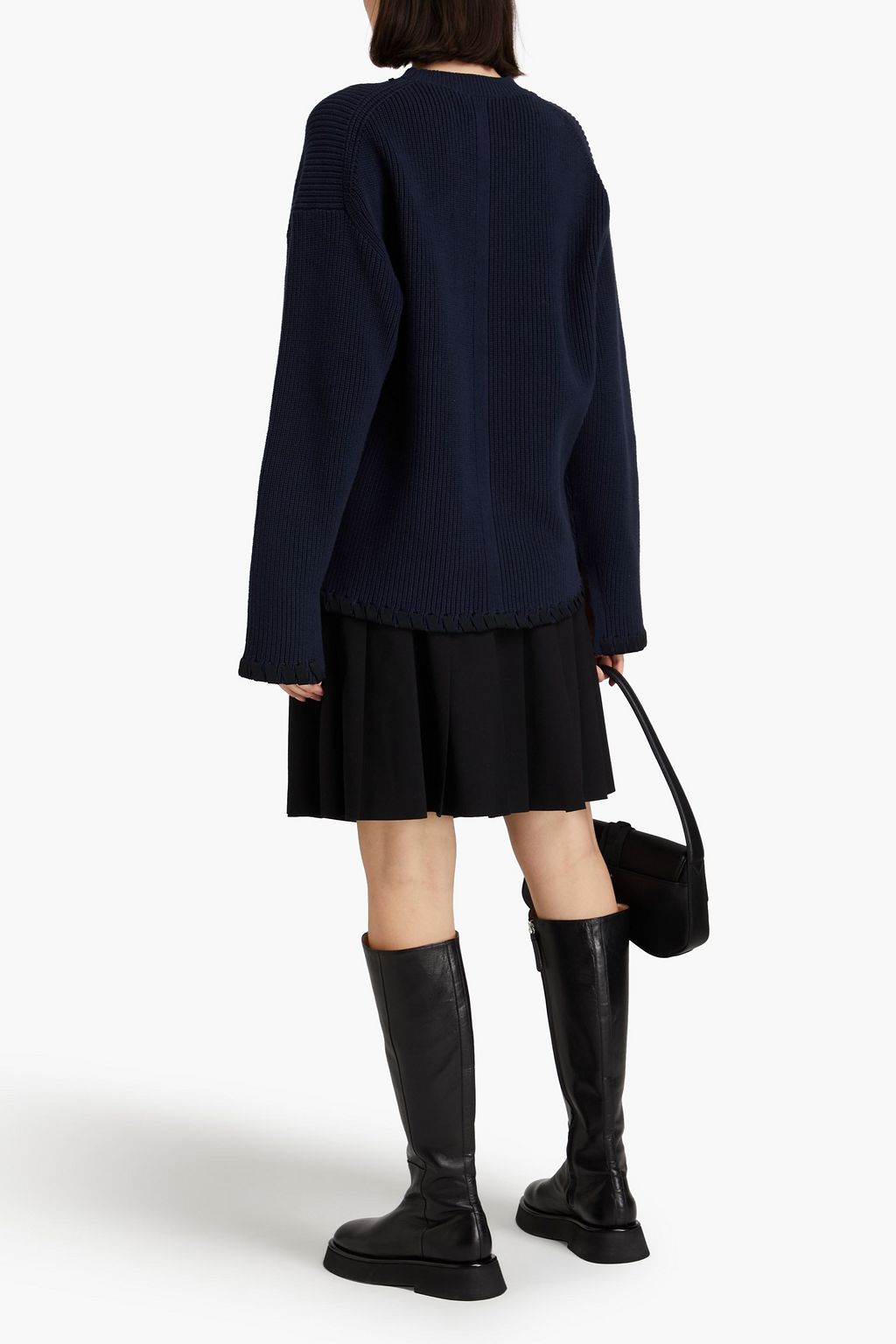 3.1 PHILLIP LIM 컷아웃 디테일 리브 코튼 스웨터