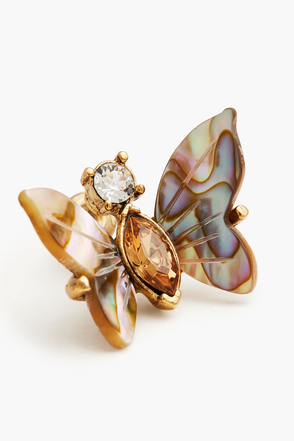 OSCAR DE LA RENTA Gold-tone, pearl and crystal earrings
