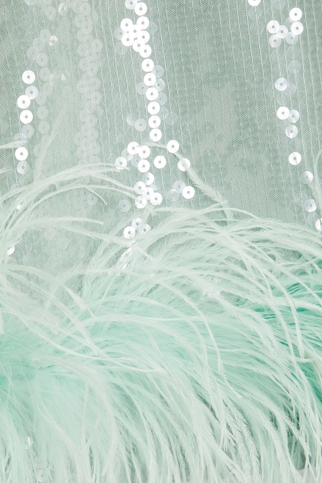16ARLINGTON Syrmamini Minikleid aus Mesh mit Pailletten und Federverzierung