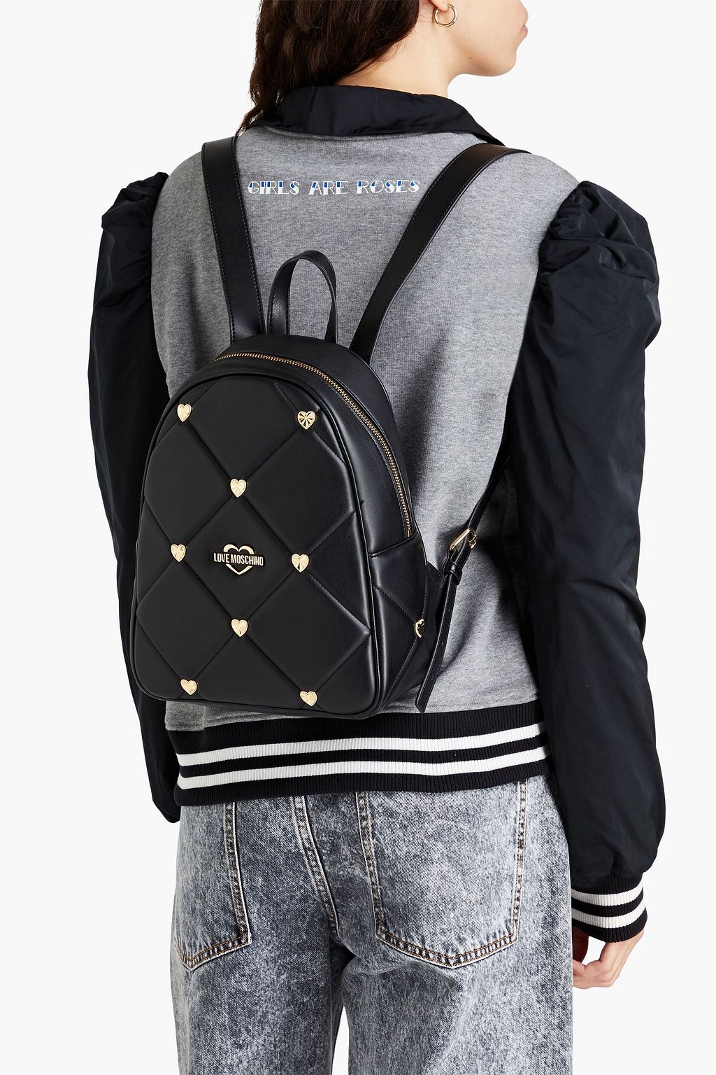 LOVE MOSCHINO Embellished quilted faux leather backpack