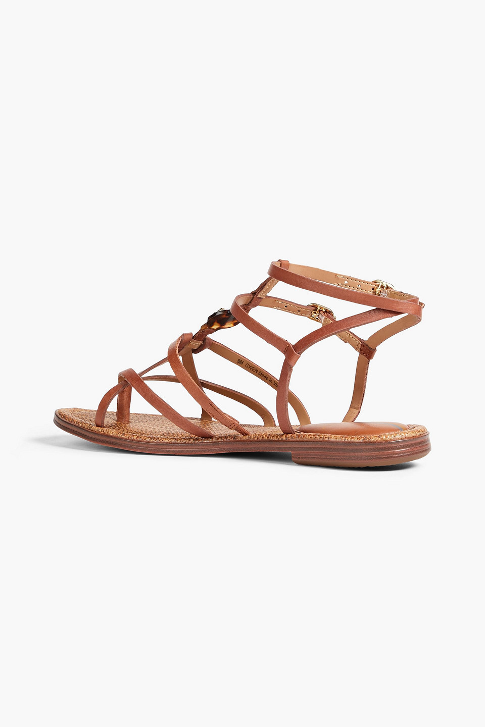 Shop Sam Edelman Gwen Embellished Leather Sandals In Brown