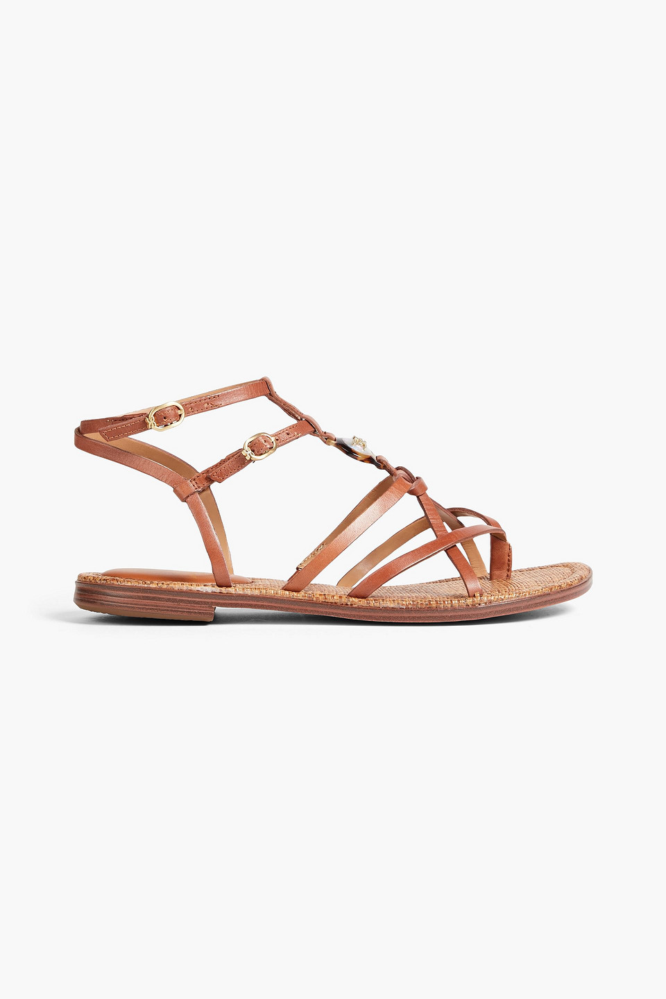 Shop Sam Edelman Gwen Embellished Leather Sandals In Brown