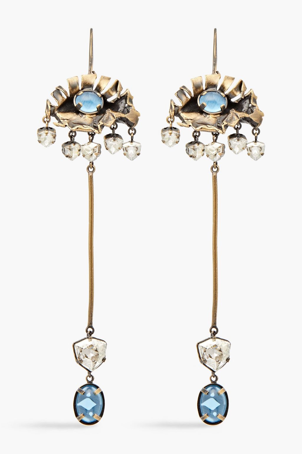 Burnished gold tone crystal earrings