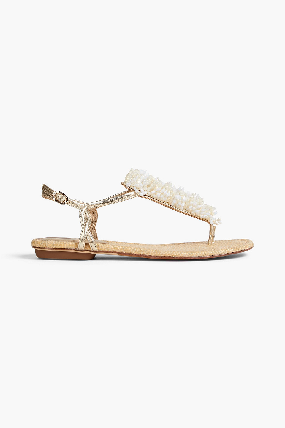 Sam Edelman - Beaded metallic faux leather sandals - Metallic - EU 35