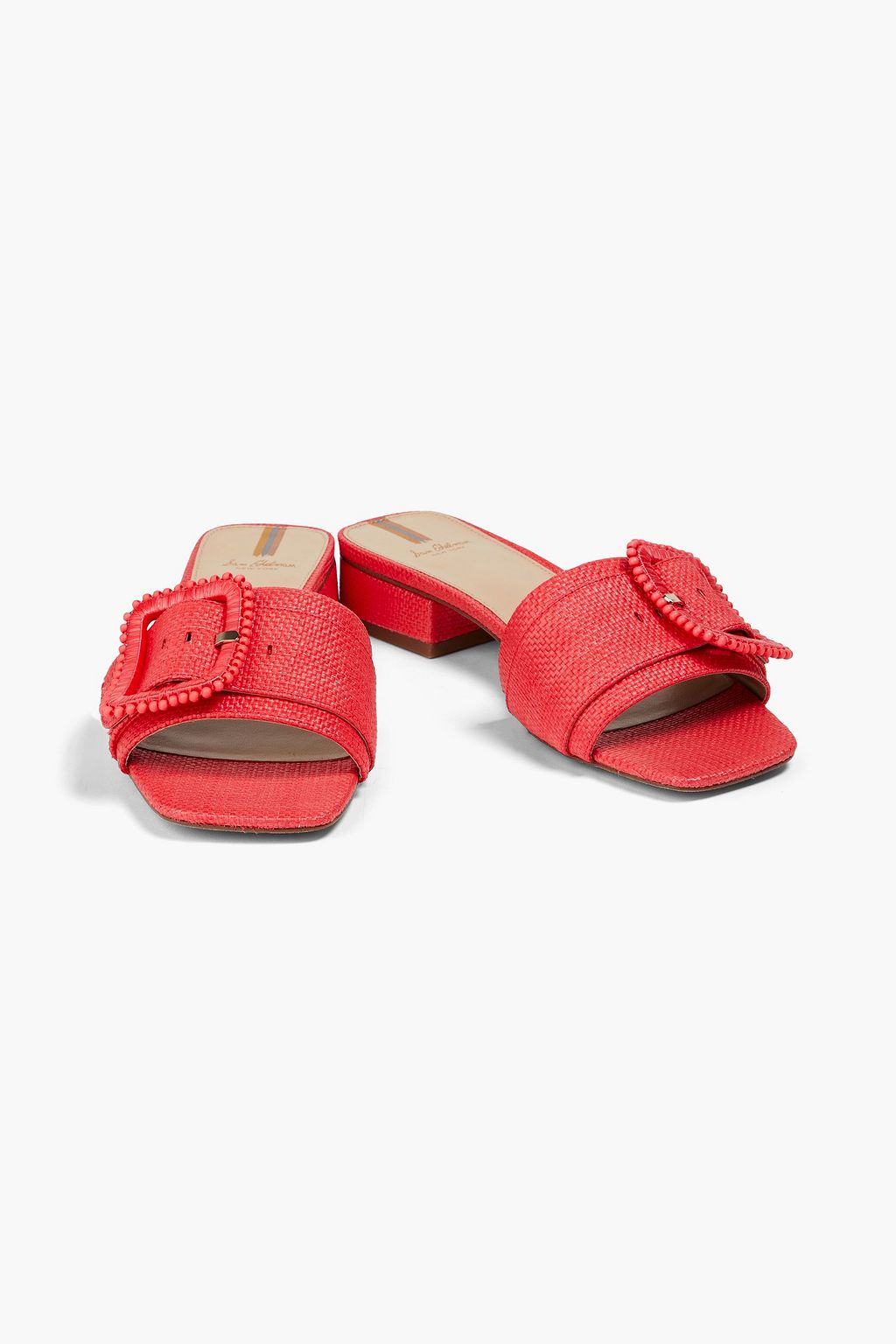 SAM EDELMAN Deacon buckled coated faux raffia mules