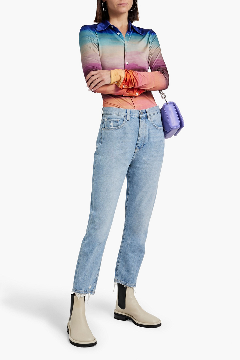Dl1961 Lela Distressed High-rise Skinny Jeans In Light Denim