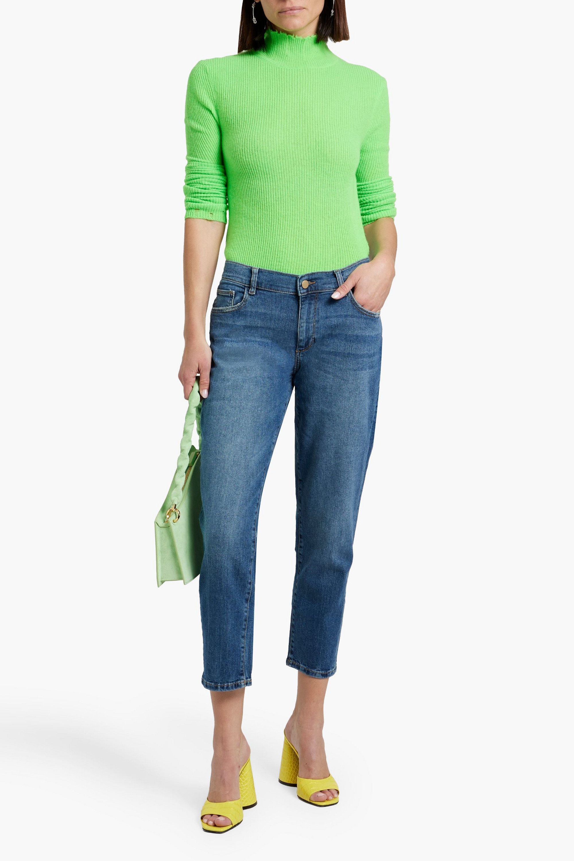DL1961 Riley cropped faded boyfriend jeans