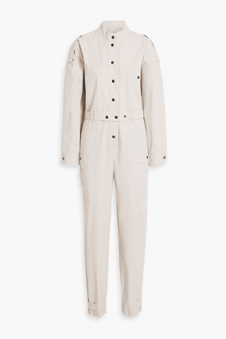 Shop Isabel Marant Étoile Ruthel Belted Cotton-gabardine Jumpsuit In Ecru