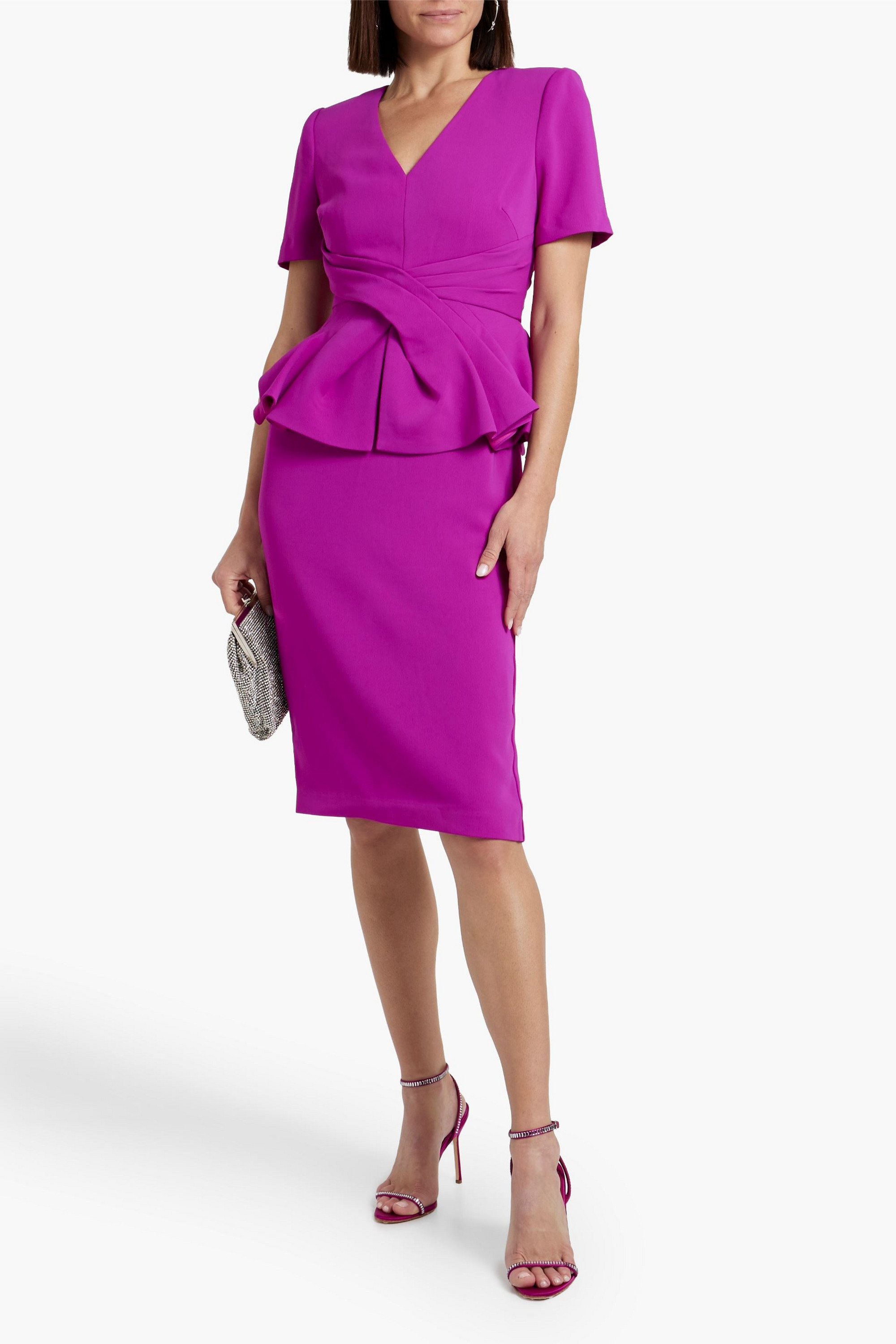 Badgley Mischka Crepe peplum dress