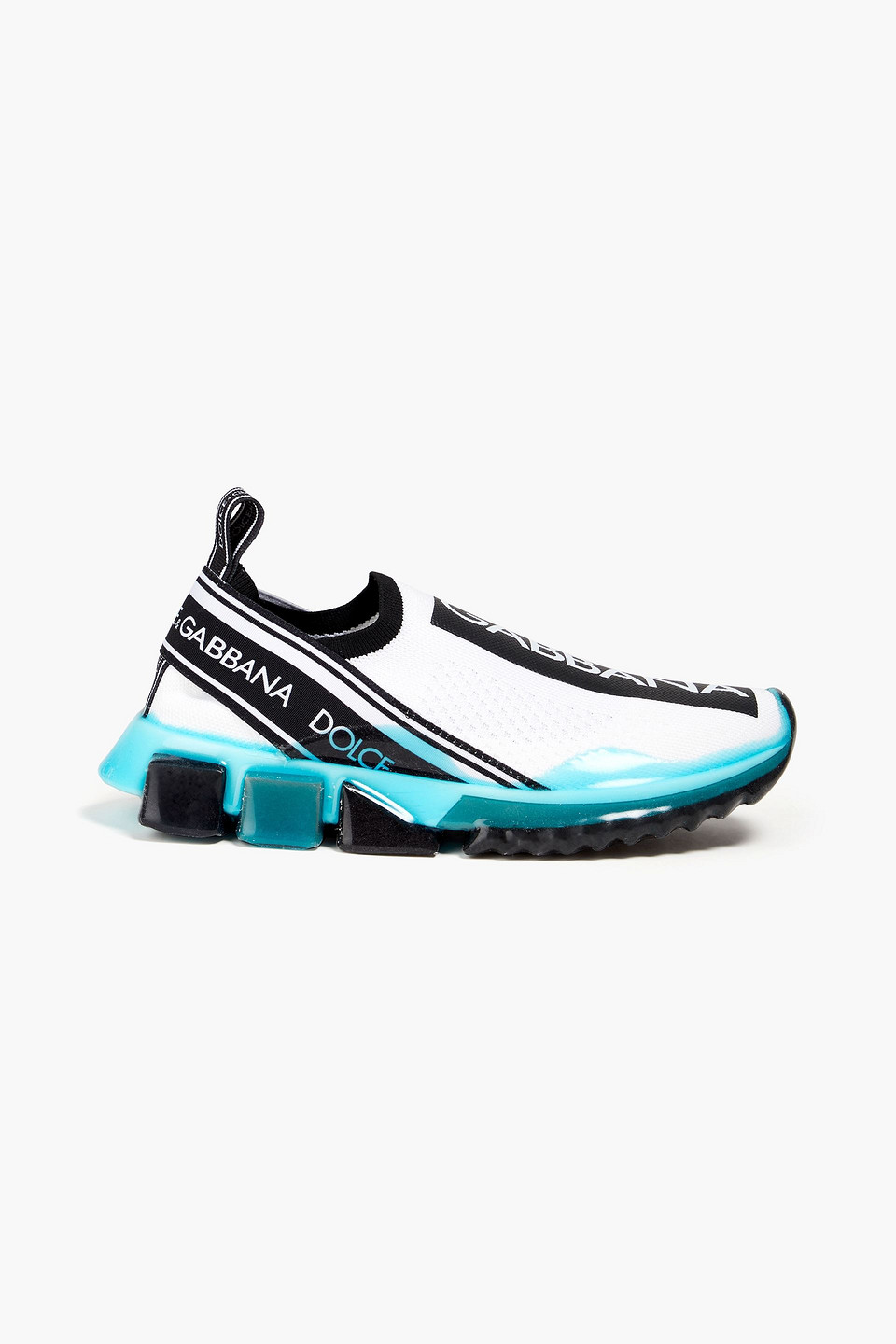 Dolce & Gabbana Logo-print Mesh Slip-on Sneakers In Turquoise