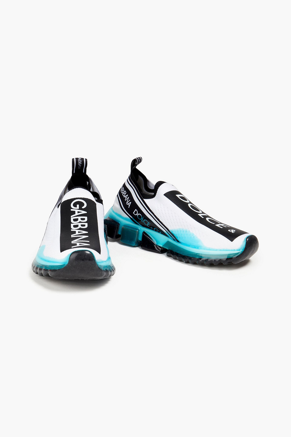 Dolce & Gabbana Logo-print Mesh Slip-on Sneakers In Turquoise