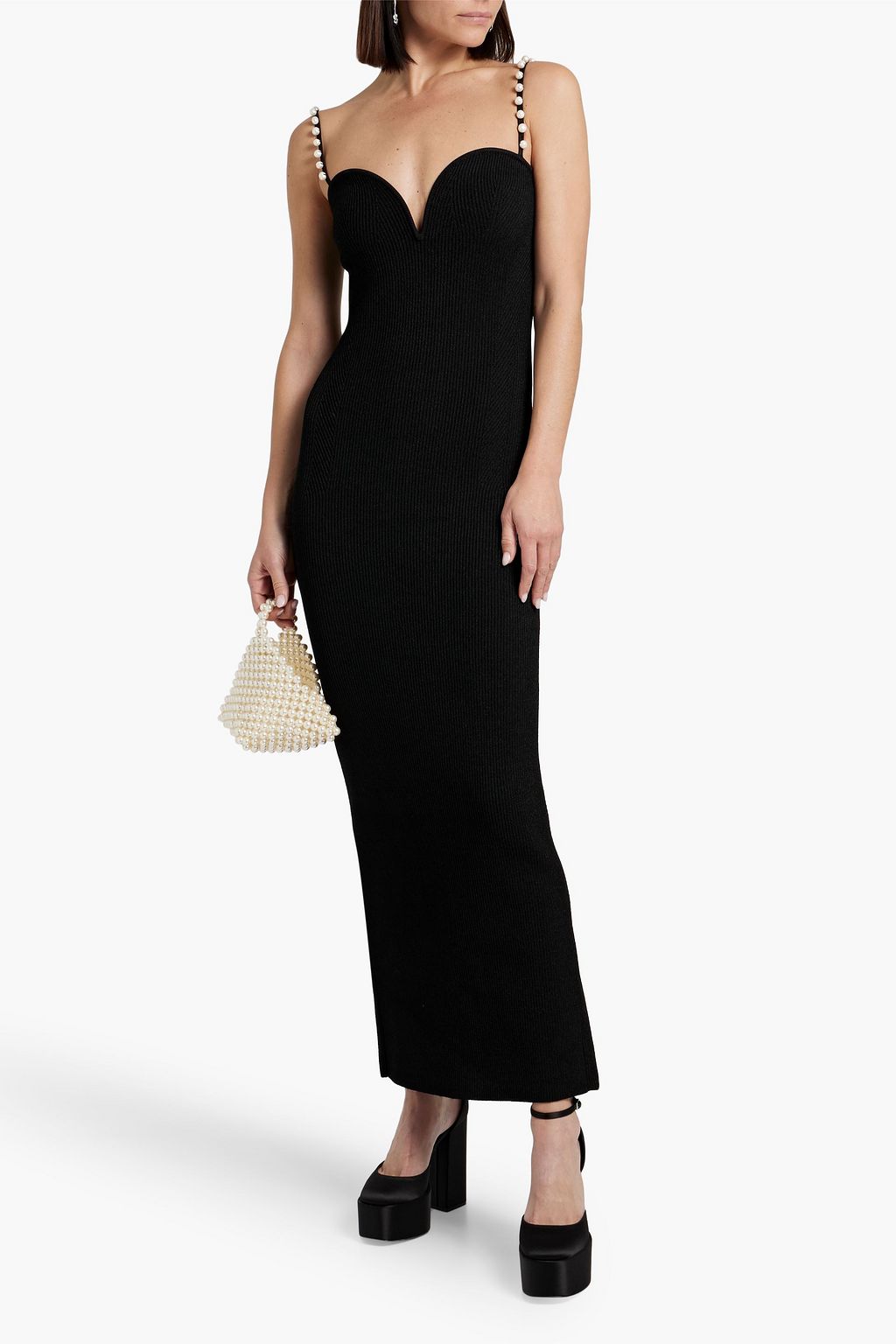 GALVAN  LONDON Thalia embellished ribbed-knit maxi dress