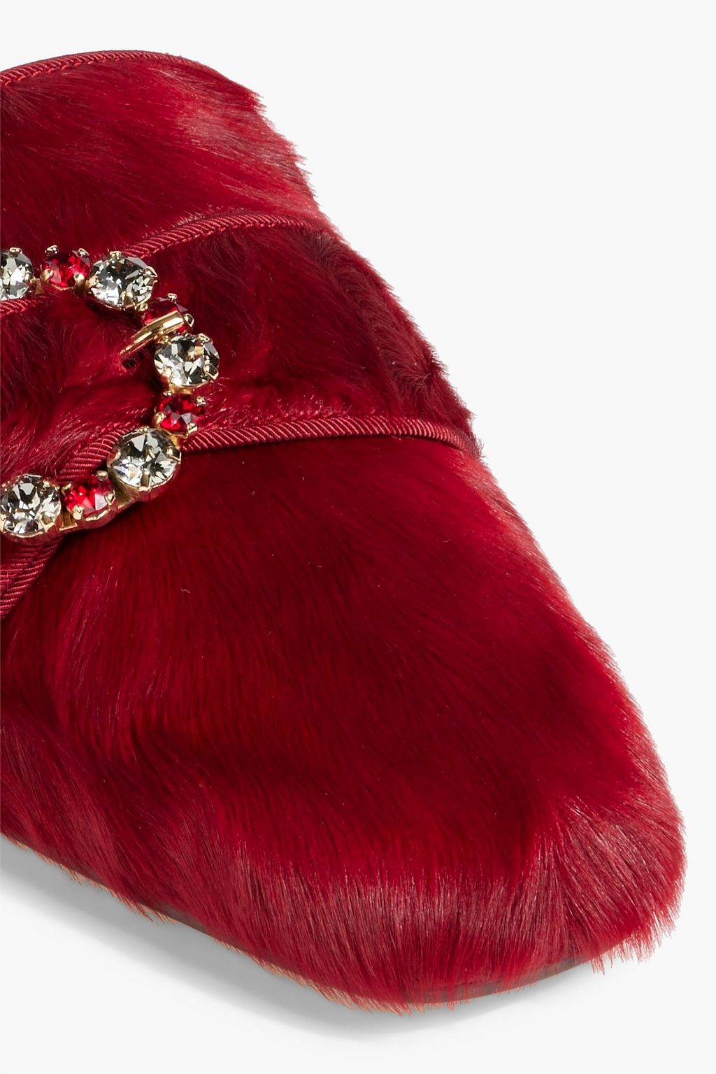 DOLCE&GABBANA Embellished shearling slippers