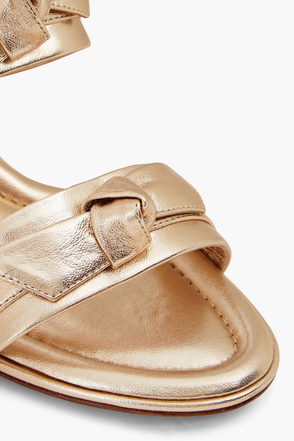 ALEXANDRE BIRMAN Clarita 60 bow-detailed metallic leather mules