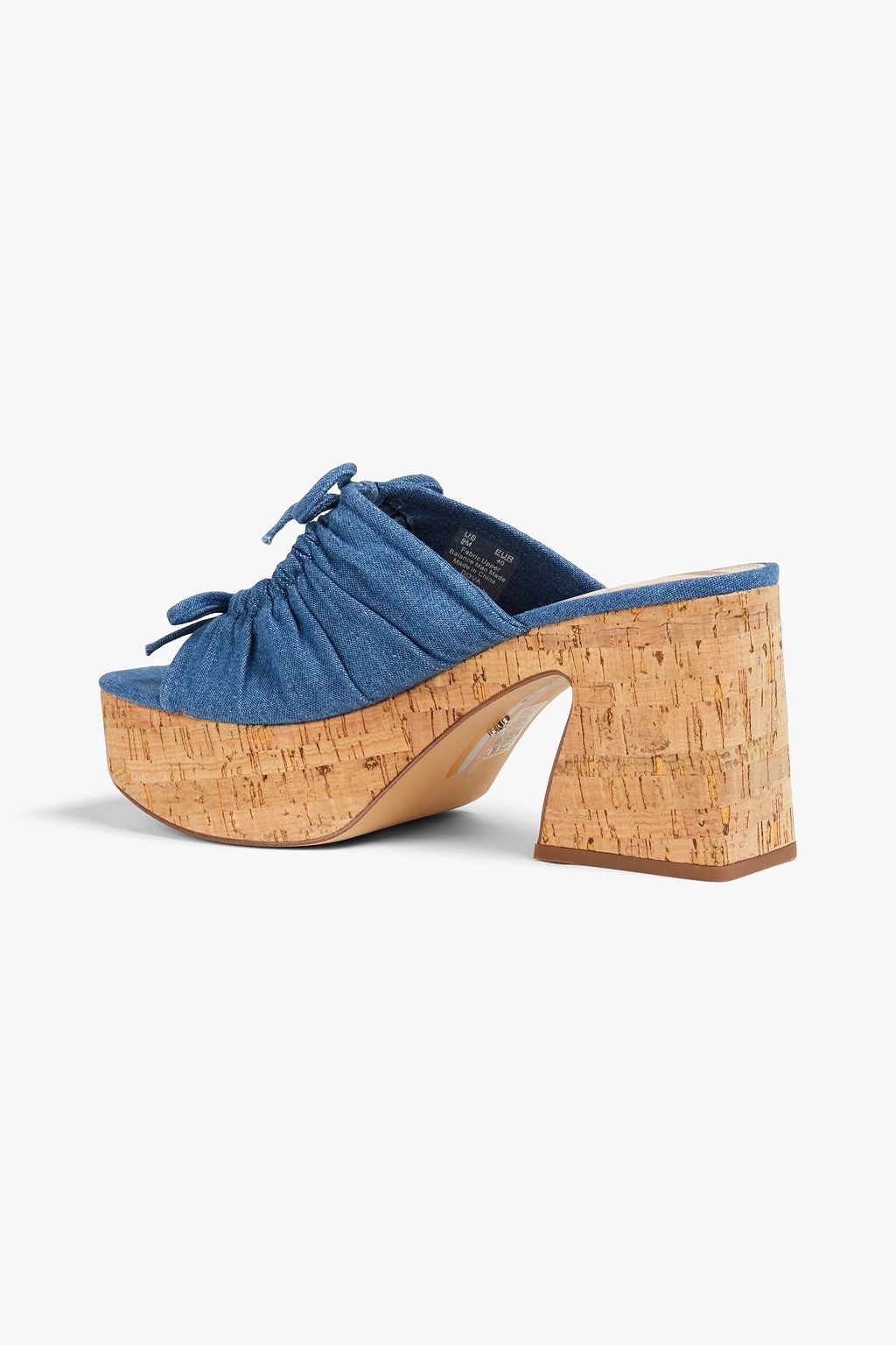 SAM EDELMAN 도바 보우 장식 샴브레이 플랫폼 뮬