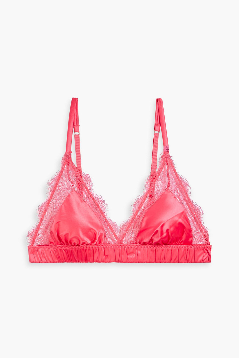 Lace-trimmed satin triangle bra