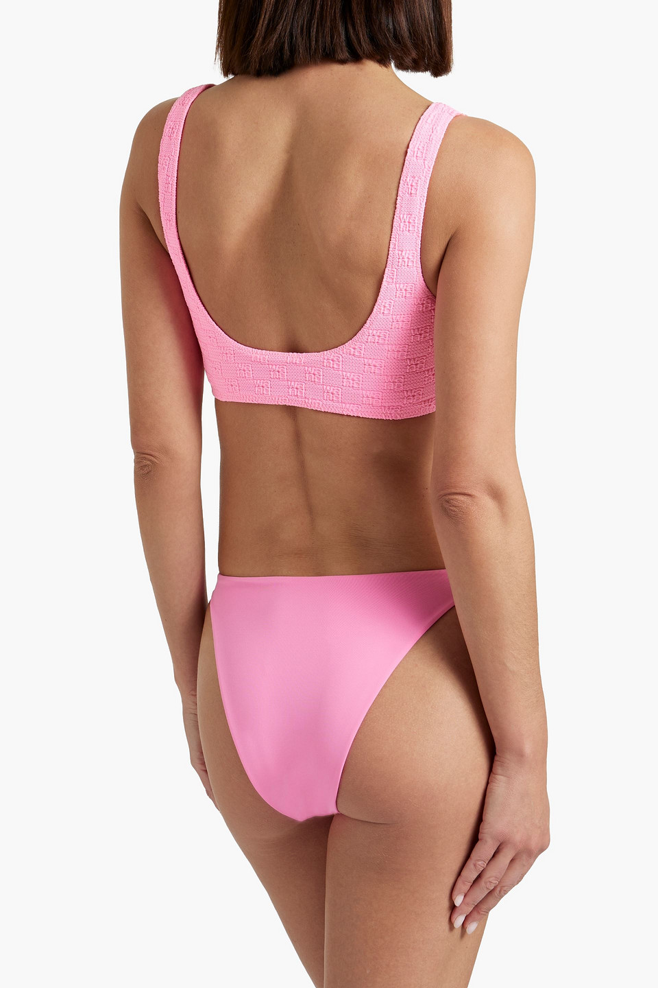 Shop Alexander Wang T Stretch-jacquard Bikini Top In Bubblegum