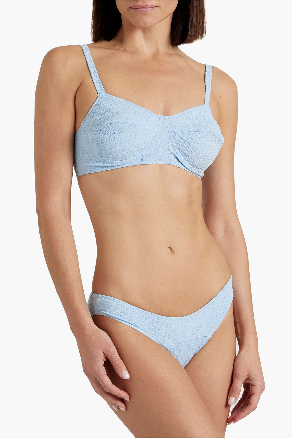 Shop Lisa Marie Fernandez Goldwyn Seersucker Bikini In Sky Blue