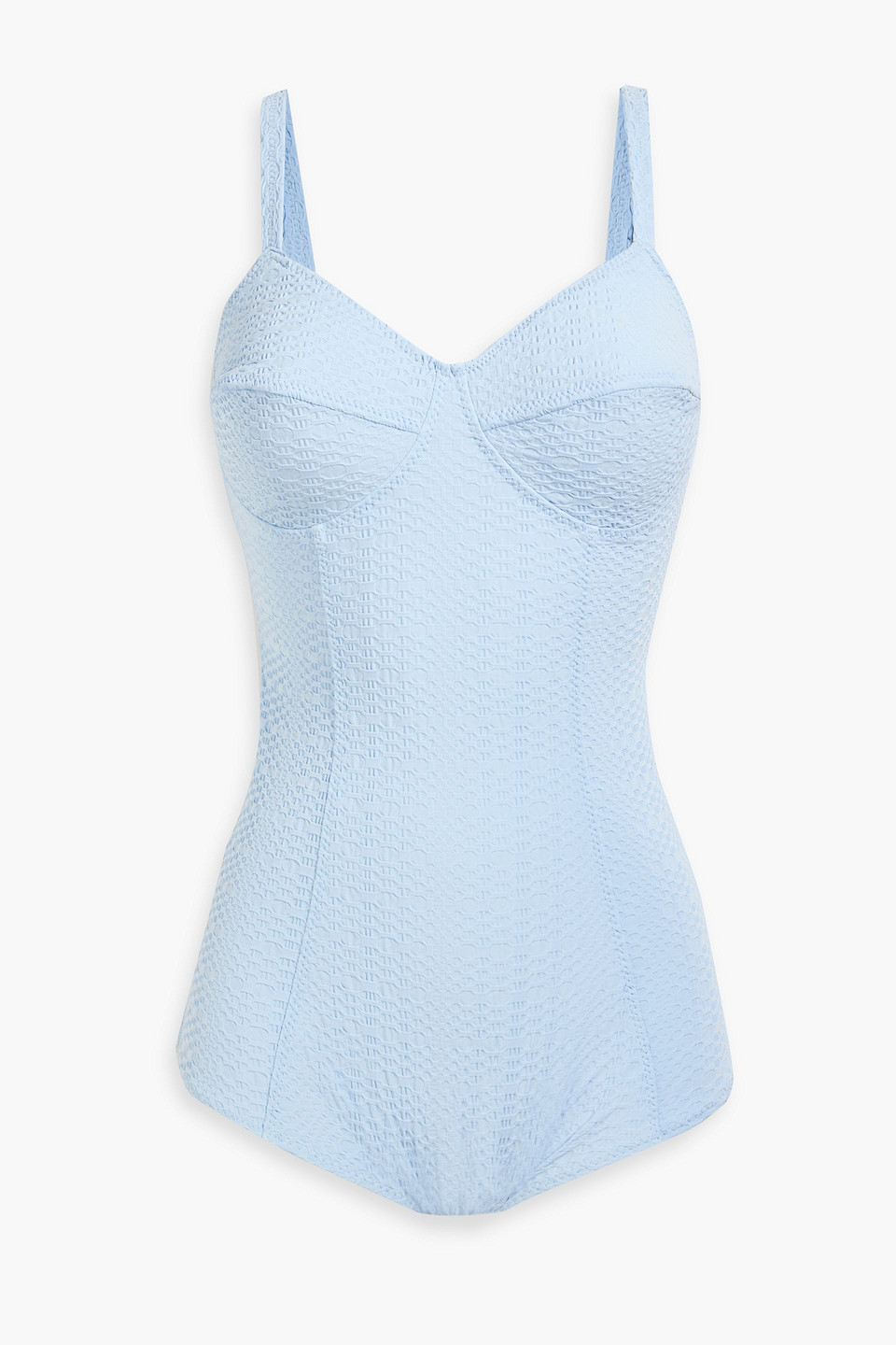 Lisa Marie Fernandez Seersucker Swimsuit In Sky Blue