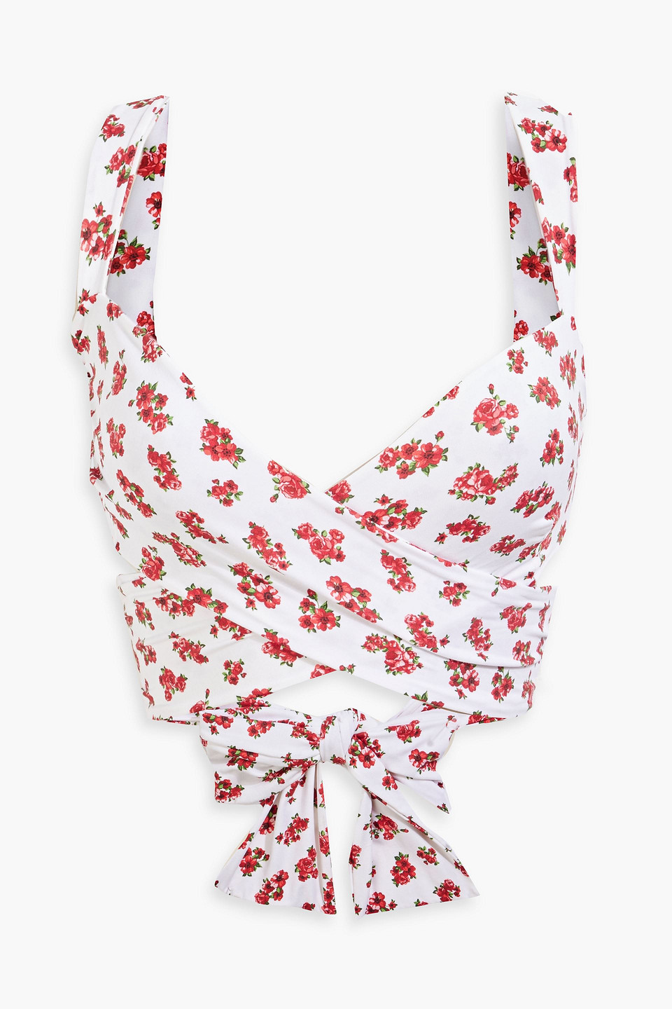 Floral-print bikini top